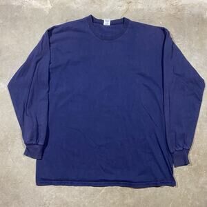 Russell Athletic Long Sleeve T-Shirt Men’s Large Navy Blue 100% Cotton